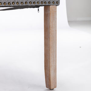 English Elm Nikki Modern Tufted Flax Upholstered Dining Chair with Solid Wood Legs and Nailhead Trim, Set Gray W114368384