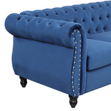 English Elm 82" Modern Sofa Dutch Plush Upholstered Sofa, Solid Wood Legs, Buttoned Tufted Backrest, Blue