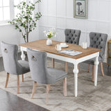 English Elm Nikki Collection Modern, High-End Tufted Solid Wood Contemporary Flax Upholstered Linen Dining Chair With Wood Legs Nailhead Trim 2- Piece s Set,Gray, Sw6801Gy