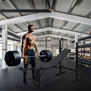 English Elm Olympic Squat Rack Bench Press Set Adjustable Multi-position Home Gym Training W1408107770