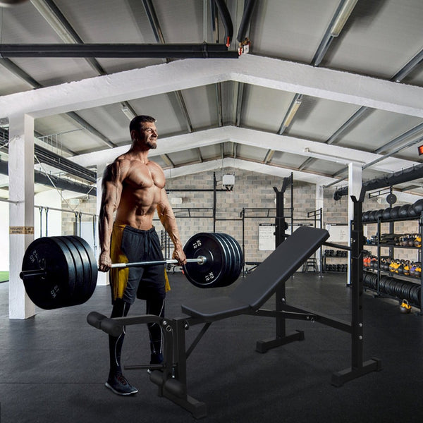 English Elm Olympic Squat Rack Bench Press Set Adjustable Multi-position Home Gym Training W1408107770