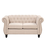 English Elm 60" Modern Sofa Dutch Plush Upholstered Sofa, Solid Wood Legs, Buttoned Tufted Backrest, Beige