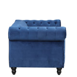 English Elm 60" Modern Sofa Dutch Plush Upholstered Sofa, Solid Wood Legs, Buttoned Tufted Backrest, Blue