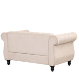 English Elm 60" Modern Sofa Dutch Plush Upholstered Sofa, Solid Wood Legs, Buttoned Tufted Backrest, Beige