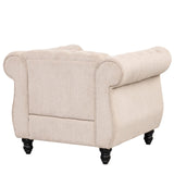 English Elm 39" Modern Sofa Dutch Plush Upholstered Sofa, Solid Wood Legs, Buttoned Tufted Backrest, Beige