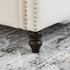 English Elm 3-Seater Luxurious Beige Velvet Sofa Set - Plush Comfort With Durable Frame & 4 Accent Pillows W834S00404