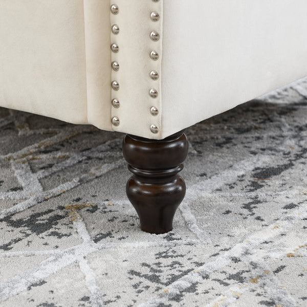 English Elm 3-Seater Luxurious Beige Velvet Sofa Set - Plush Comfort With Durable Frame & 4 Accent Pillows W834S00404