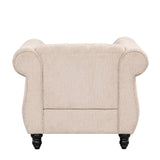 English Elm 39" Modern Sofa Dutch Plush Upholstered Sofa, Solid Wood Legs, Buttoned Tufted Backrest, Beige