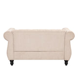 English Elm 60" Modern Sofa Dutch Plush Upholstered Sofa, Solid Wood Legs, Buttoned Tufted Backrest, Beige