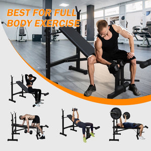 English Elm Olympic Squat Rack Bench Press Set Adjustable Multi-position Home Gym Training W1408107770