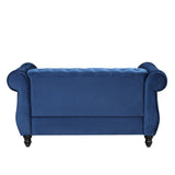 English Elm 60" Modern Sofa Dutch Plush Upholstered Sofa, Solid Wood Legs, Buttoned Tufted Backrest, Blue