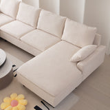 Hearth and Haven [Video Provided]U-Shaped Linen Sectional Sofa with Double Chaises, Beige W848S00015