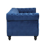 English Elm 82" Modern Sofa Dutch Plush Upholstered Sofa, Solid Wood Legs, Buttoned Tufted Backrest, Blue