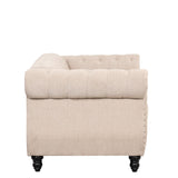 English Elm 60" Modern Sofa Dutch Plush Upholstered Sofa, Solid Wood Legs, Buttoned Tufted Backrest, Beige