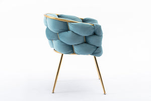 English Elm Luxury Velvet Accent Chairs Set of 2 with Gold Legs for Bedroom or Vanity Blue W1170109326