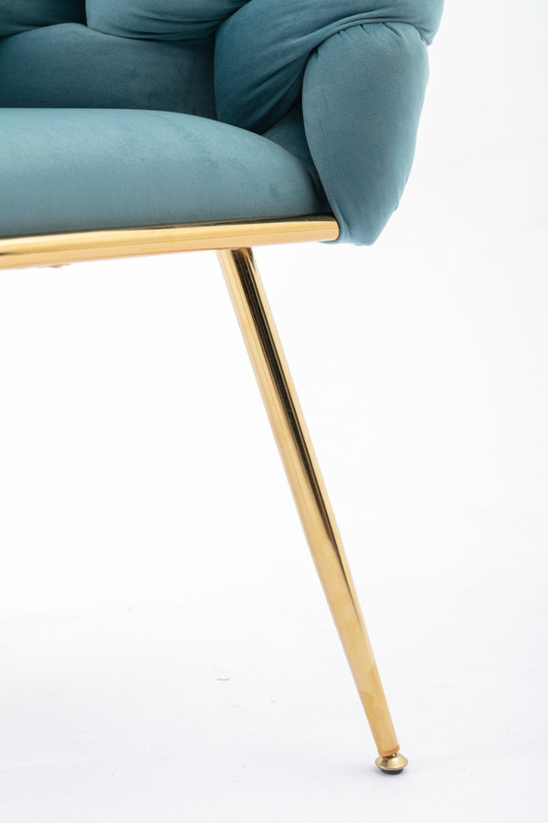English Elm Luxury Velvet Accent Chairs Set of 2 with Gold Legs for Bedroom or Vanity Blue W1170109326
