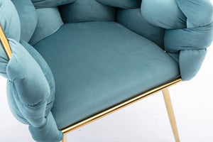 English Elm Luxury Velvet Accent Chairs Set of 2 with Gold Legs for Bedroom or Vanity Blue W1170109326