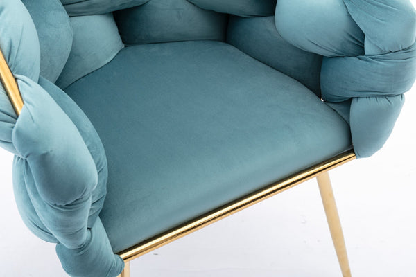 English Elm Luxury Velvet Accent Chairs Set of 2 with Gold Legs for Bedroom or Vanity Blue W1170109326