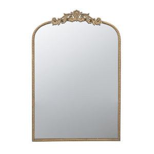 English Elm 24" X 36" Matte Gold Iron Arch Mirror Ornate Baroque Floral Frame Wall Accent W2078123418