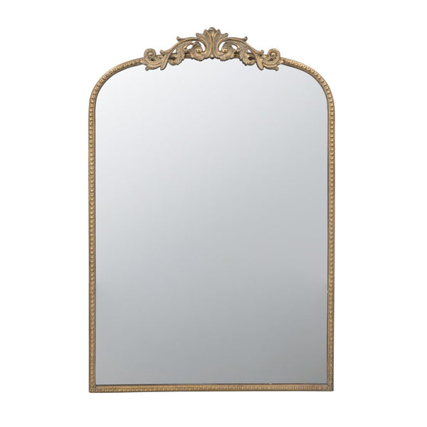 English Elm 24" X 36" Matte Gold Iron Arch Mirror Ornate Baroque Floral Frame Wall Accent W2078123418