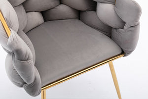 English Elm Luxury Velvet Accent Chairs Set of 2 with Gold Legs for Bedroom or Vanity Gray W1170109318