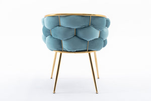 English Elm Luxury Velvet Accent Chairs Set of 2 with Gold Legs for Bedroom or Vanity Blue W1170109326