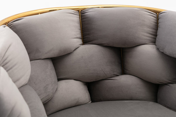 English Elm Luxury Velvet Accent Chairs Set of 2 with Gold Legs for Bedroom or Vanity Gray W1170109318