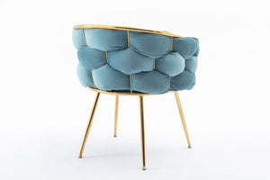 English Elm Luxury Velvet Accent Chairs Set of 2 with Gold Legs for Bedroom or Vanity Blue W1170109326