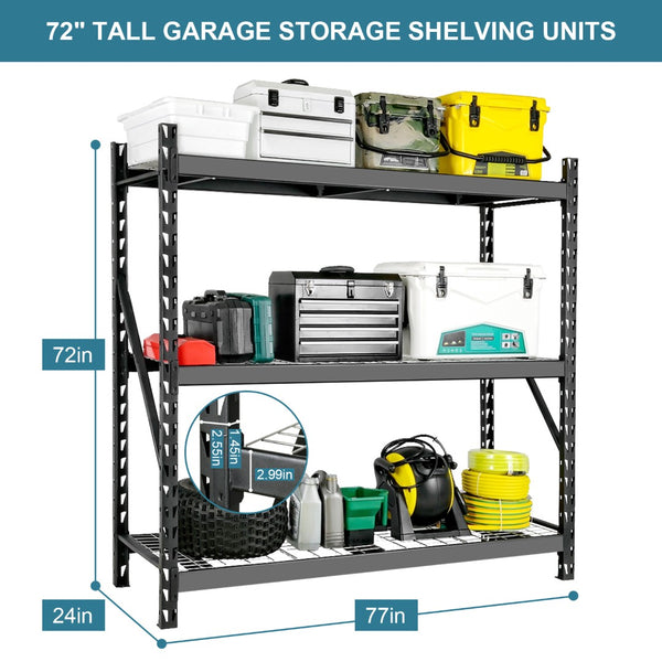 English Elm Garage Steel Mesh Shelving Unit 3 Tier Industrial Storage Rack with 6000 Lb Capacity ET309759BBB