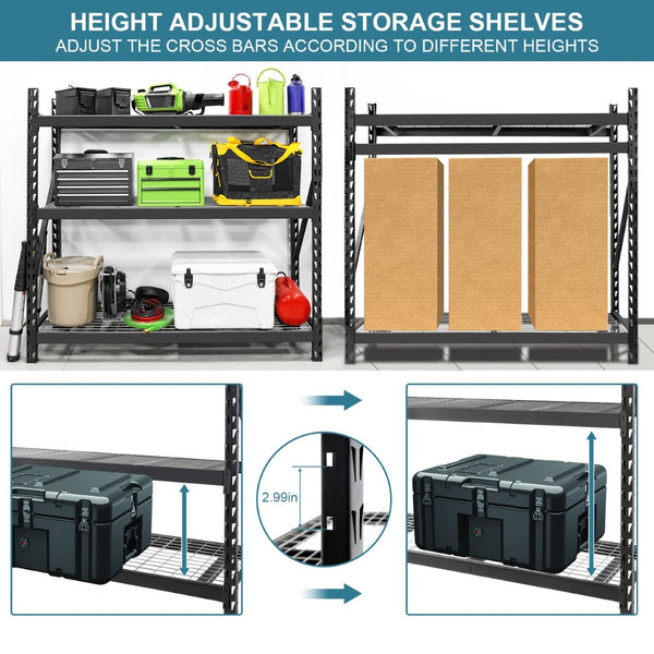 English Elm Garage Steel Mesh Shelving Unit 3 Tier Industrial Storage Rack with 6000 Lb Capacity ET309759BBB