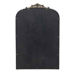 English Elm 24" X 36" Matte Gold Iron Arch Mirror Ornate Baroque Floral Frame Wall Accent W2078123418