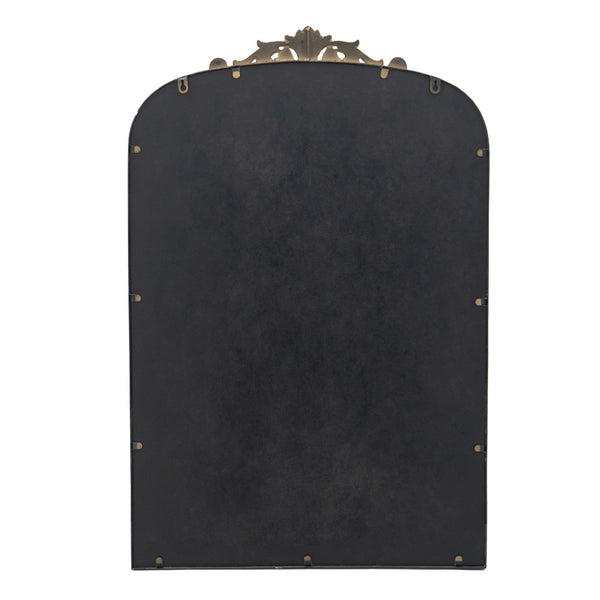 English Elm 24" X 36" Matte Gold Iron Arch Mirror Ornate Baroque Floral Frame Wall Accent W2078123418