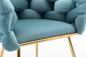 English Elm Luxury Velvet Accent Chairs Set of 2 with Gold Legs for Bedroom or Vanity Blue W1170109326