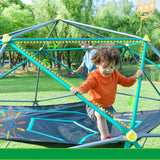 Hearth and Haven 13ft Kids Climbing Dome Tower with Hammock, Rust and UV Resistant Steel, Green and Grey