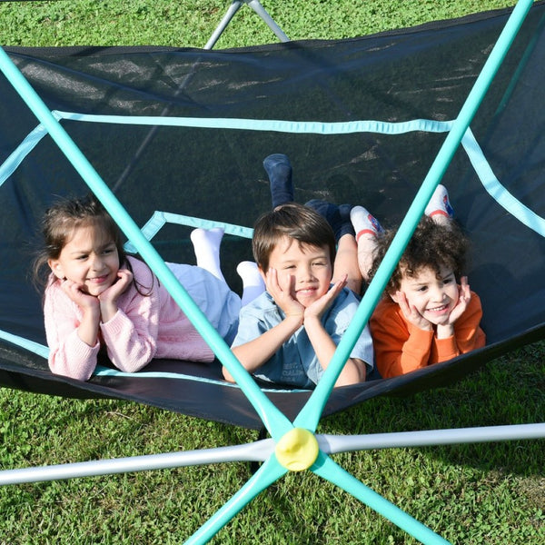 English Elm 13ft Geodesic Dome Climber with Hammock Powder Coated Steel Backyard Play Structure Green MS306993AAF
