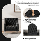 English Elm 78" Modern Sofa Dutch Plush Upholstered Sofa With Metal Legs, Button Tufted Back Black