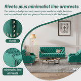 English Elm 78" Modern Sofa Dutch Plush Upholstered Sofa With Metal Legs, Button Tufted Back Green