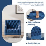 English Elm 78" Modern Sofa Dutch Plush Upholstered Sofa With Metal Legs, Button Tufted Back Blue