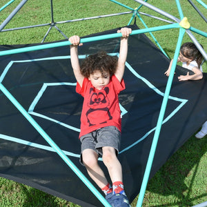English Elm 13ft Geodesic Dome Climber with Hammock Powder Coated Steel Backyard Play Structure Green MS306993AAF