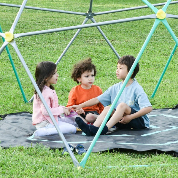 English Elm 13ft Geodesic Dome Climber with Hammock Powder Coated Steel Backyard Play Structure Green MS306993AAF