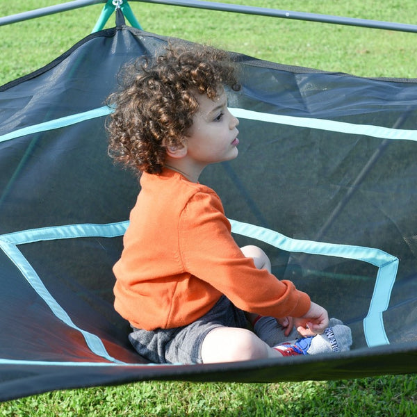English Elm 13ft Geodesic Dome Climber with Hammock Powder Coated Steel Backyard Play Structure Green MS306993AAF