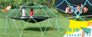 English Elm 13ft Geodesic Dome Climber with Hammock Powder Coated Steel Backyard Play Structure Green MS306993AAF