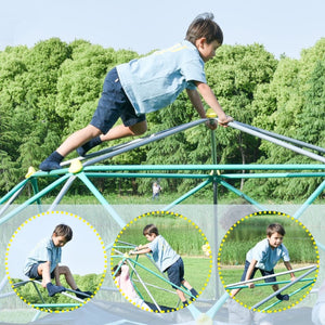 English Elm 13ft Geodesic Dome Climber with Hammock Powder Coated Steel Backyard Play Structure Green MS306993AAF