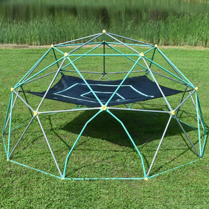 English Elm 13ft Geodesic Dome Climber with Hammock Powder Coated Steel Backyard Play Structure Green MS306993AAF