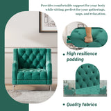 English Elm 78" Modern Sofa Dutch Plush Upholstered Sofa With Metal Legs, Button Tufted Back Green