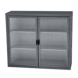 English Elm Retro Style Haze Double Glass Door Wall Cabinet With Detachable Shelves For Office, Dining Room,Living Room, Kitchen and Bathroom Grey Color(=Old Item Code W687102315)