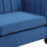 English Elm 51" Modern Sofa Dutch Fluff Upholstered Sofa With Solid Wood Legs, Buttoned Tufted Backrest,Blue