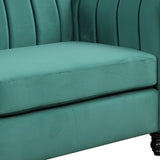 English Elm 82.5" Modern Sofa Dutch Fluff Upholstered Sofa With Solid Wood Legs, Buttoned Tufted Backrest,Green