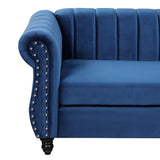 English Elm 51" Modern Sofa Dutch Fluff Upholstered Sofa With Solid Wood Legs, Buttoned Tufted Backrest,Blue