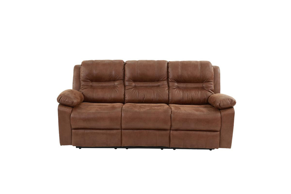 English Elm 1pc Dark Brown Motion Sofa with Breathable Leatherette, Pillow-Top Arms & Metal Recliners, 86" B01149891